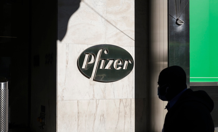 Imagen de archico de la sede de la farmacéutica Pfizer en Nueva York, Estados Unidos.