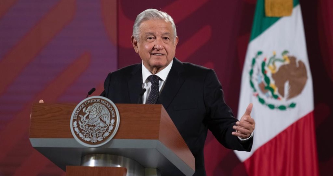 El Presidente Andrés Manuel López Obrador en su conferencia de prensa matutina de este lunes.