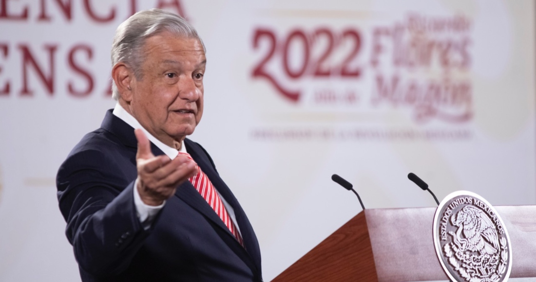 El Presidente Andrés Manuel López Obrador en su conferencia de prensa matutina desde Palacio Nacional.