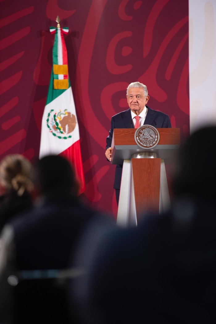 El Presidente Andrés Manuel López Obrador en conferencia de prensa desde Palacio Nacional.