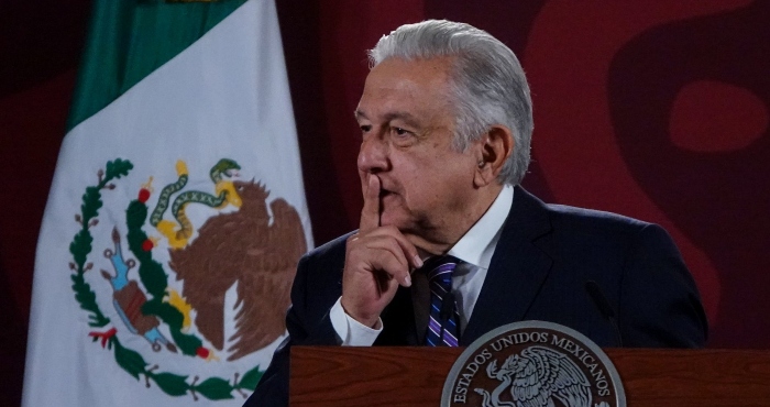 El Presidente Andrés Manuel López Obrador en conferencia de prensa.