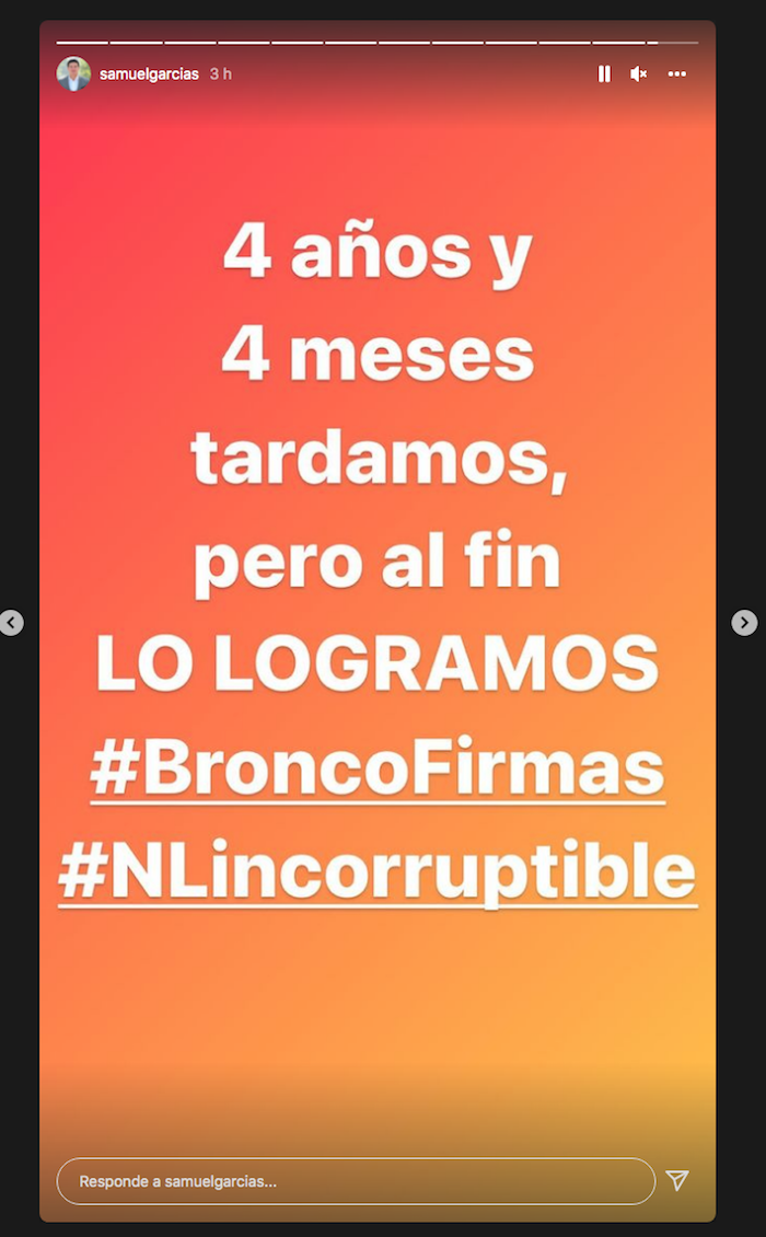 Historia De Instagram Que Publicó Samuel Sepúlveda Gobernador De Nuevo León Sobre La Detención De Jaime Rodríguez Calderón