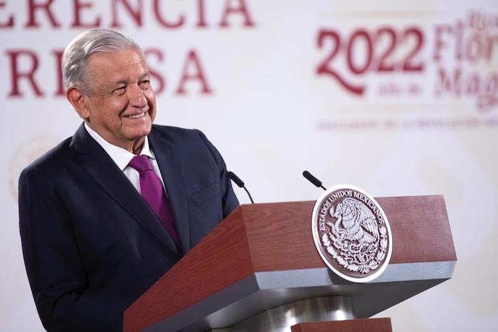 El Presidente Andrés Manuel López Obrador en su conferencia de prensa matutina de este miércoles en Palacio Nacional.