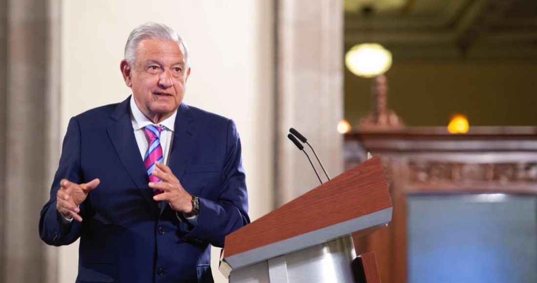 El Presidente Andrés Manuel López Obrador en su conferencia desde Palacio Nacional.