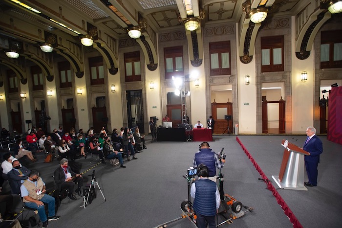 El Presidente Andrés Manuel López Obrador Durante Su Conferencia De Prensa De Este Miércoles En Palacio Nacional