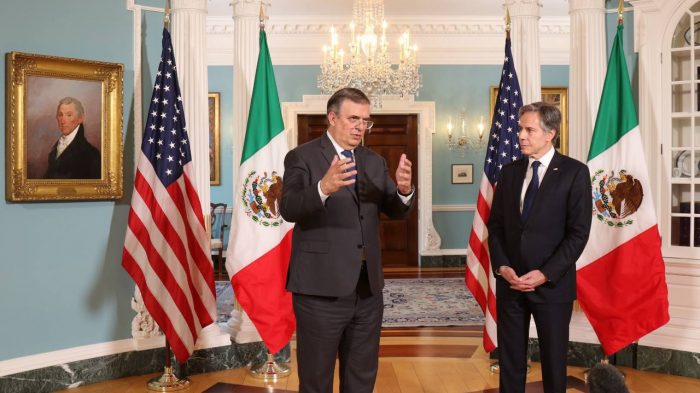 El Secretario De Relaciones Exteriores Marcelo Ebrard Junto Con Su Homólogo Estadounidense Antony Blinken