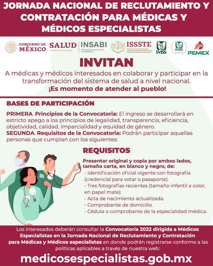 Convocatoria Para La Contratación De Médicas Y Médicos Especialistas