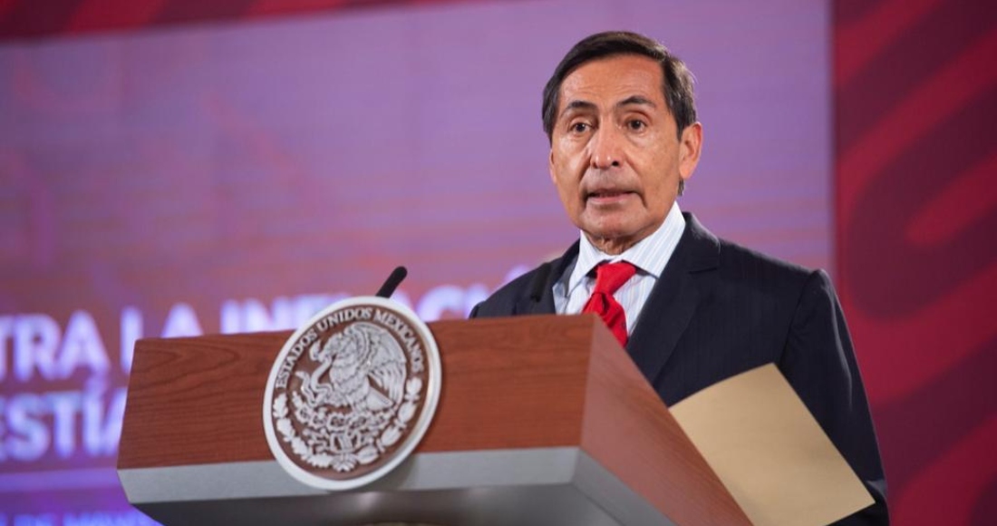 Rogelio Ramírez de la O, titular de la Secretaría de Hacienda y Crédito Público (SHCP), en conferencia de prensa desde Palacio Nacional.