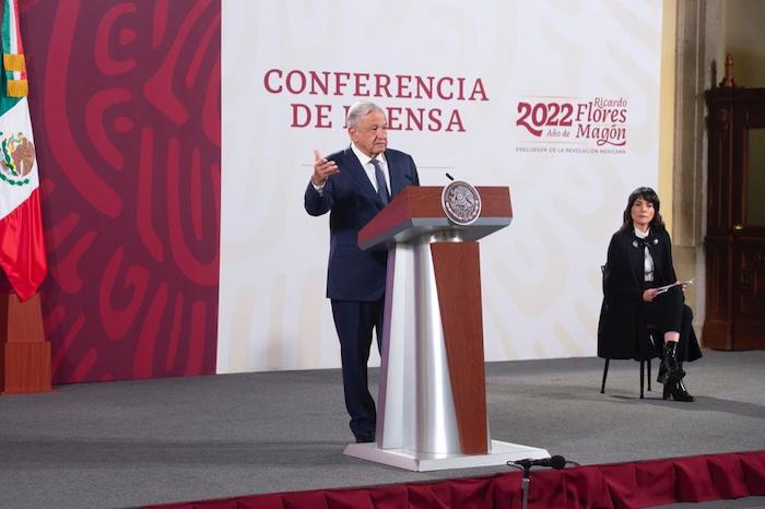 El Presidente Andrés Manuel López Obrador en conferencia de prensa matutina desde Palacio Nacional.