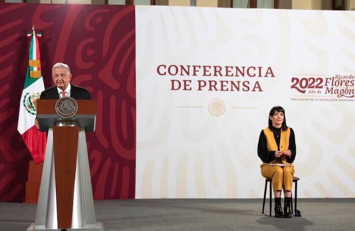 El Presidente Andrés Manuel López Obrador en conferencia de prensa desde Palacio Nacional.