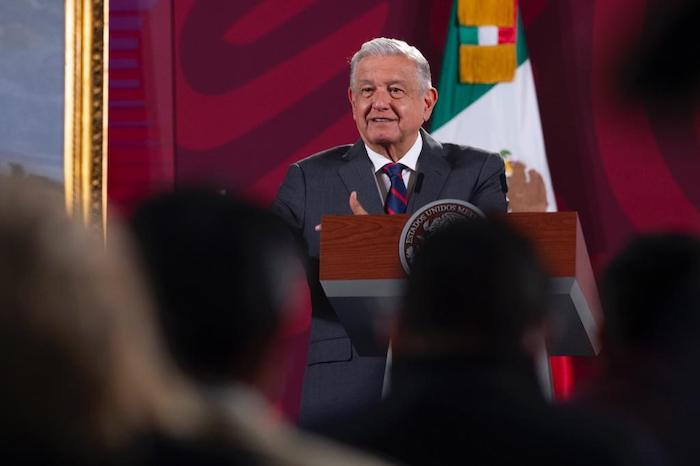 El Presidente Andrés Manuel López Obrador en su conferencia de prensa desde Palacio Nacional.