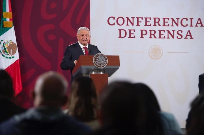 El Presidente Andrés Manuel López Obrador en su habitual conferencia de prensa matutina desde Palacio Nacional.