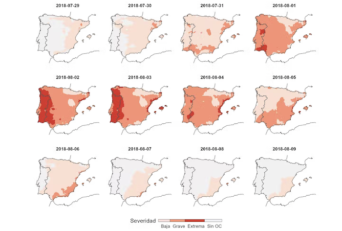 Severidad Diaria De La Ola De Calor De Díaz poso A Royé D Lorenzo N Análisis Espacio temporal De La Ola De Calor De En La Península Ibérica Y Baleares Mediante La Utilización Del Índice Excess Heat Factor