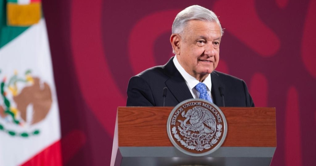 El Presidente Andrés Manuel López Obrador en conferencia de prensa desde Palacio Nacional.