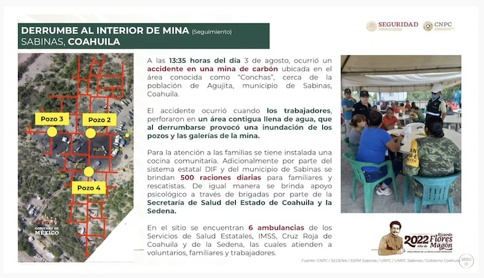 Explicación de cómo ocurrió el derrumbe en la mina de carbón de Coahuila y de algunas de las acciones emprendidas.