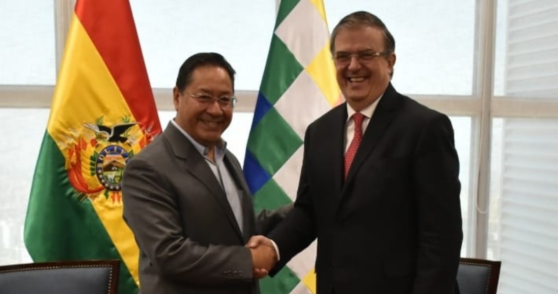 Marcelo Ebrard, titular de la Secretaría de Relaciones Exteriores (SRE), y Luis Arce, Presidente deBolivia.