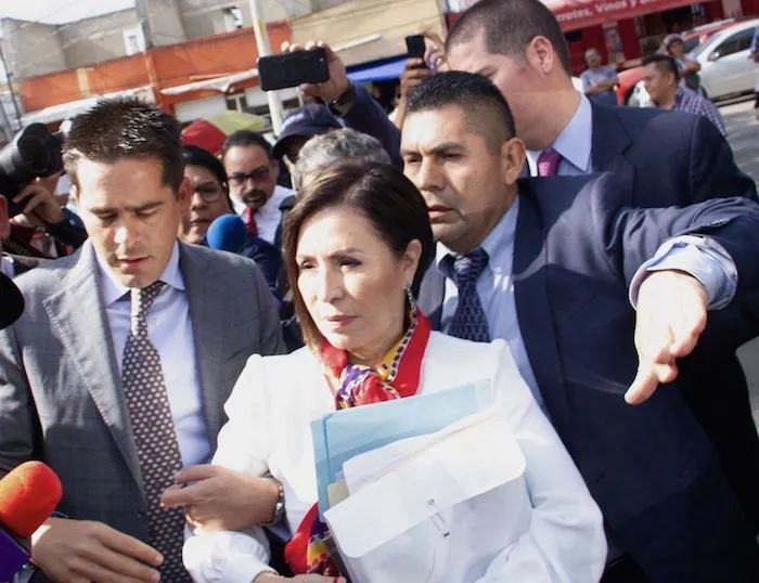 Rosario Robles a su llegada a los juzgados del Reclusorio Sur el 13 de agosto de 2019, día en que fue detenida. 