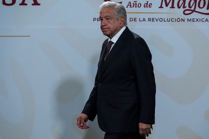 El Presidente Andrés Manuel López Obrador durante la conferencia matutina desde Palacio Nacional.