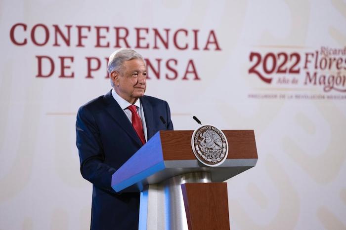 El Presidente Andrés Manuel López Obrador en su conferencia de prensa matutina desde Palacio Nacional.