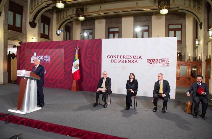 El Presidente Andrés Manuel López Obrador en su conferencia de prensa matutina desde Palacio Nacional.