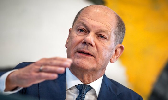 El Canciller de Alemania, Olaf Scholz (SPD), asiste a una conferencia de prensa tras las deliberaciones del SPD, los Verdes y el FDP en el comité de coalición en Berlín, Alemania, el sábado 4 de septiembre de 2022.