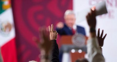 El Presidente Andrés Manuel López Obrador en una ronda de preguntas y respuestas en Palacio Nacional.