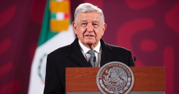 El Presidente Andrés Manuel López en conferencia de prensa desde Palacio Nacional.