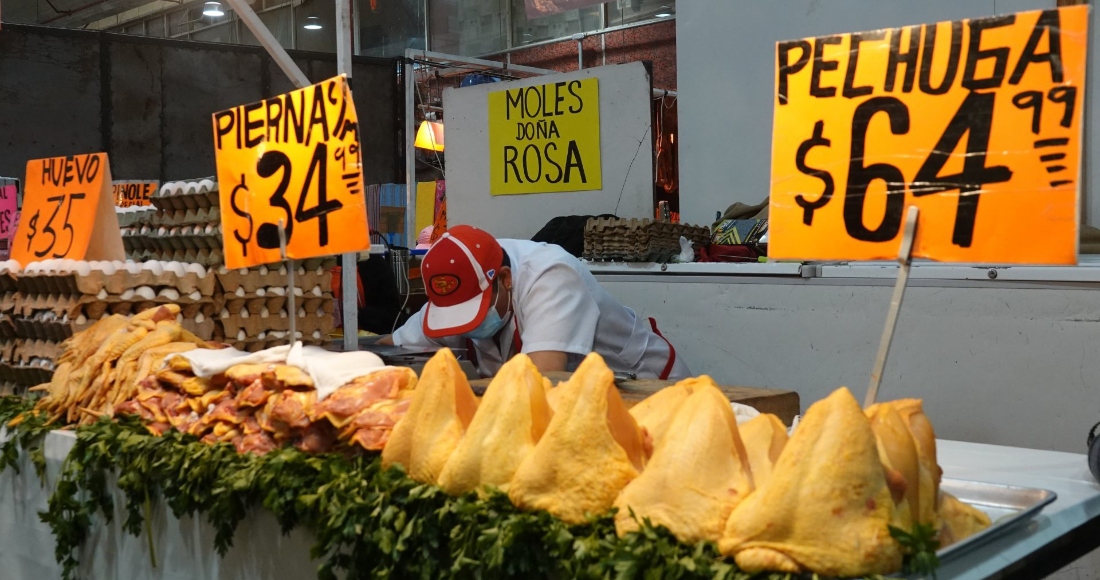 Precios del pollo en un mercado de la Ciudad de México.