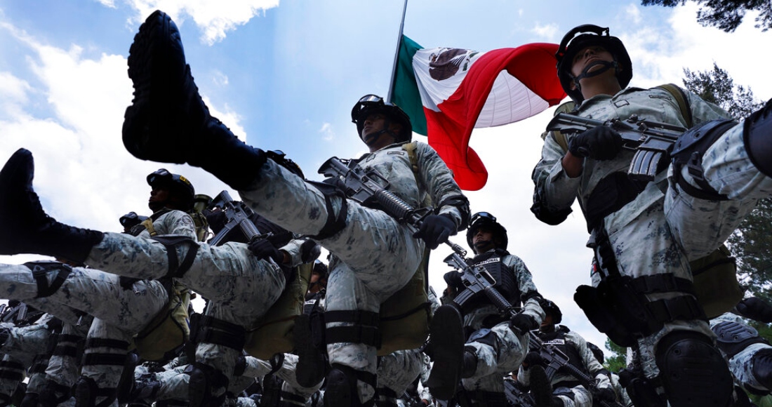 La Guardia Nacional ensaya para el desfile del Día de la Independencia en el Campo1 Militar N-1 en Ciudad de México, el lunes 12 de septiembre de 2022.