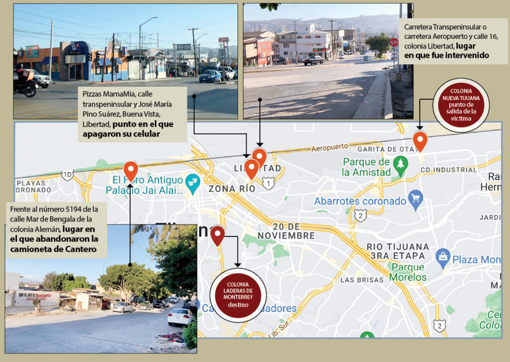 Mapa sobre cómo ocurrió la desaparición del comerciante de dulces José Alberto Cantero Ramírez.