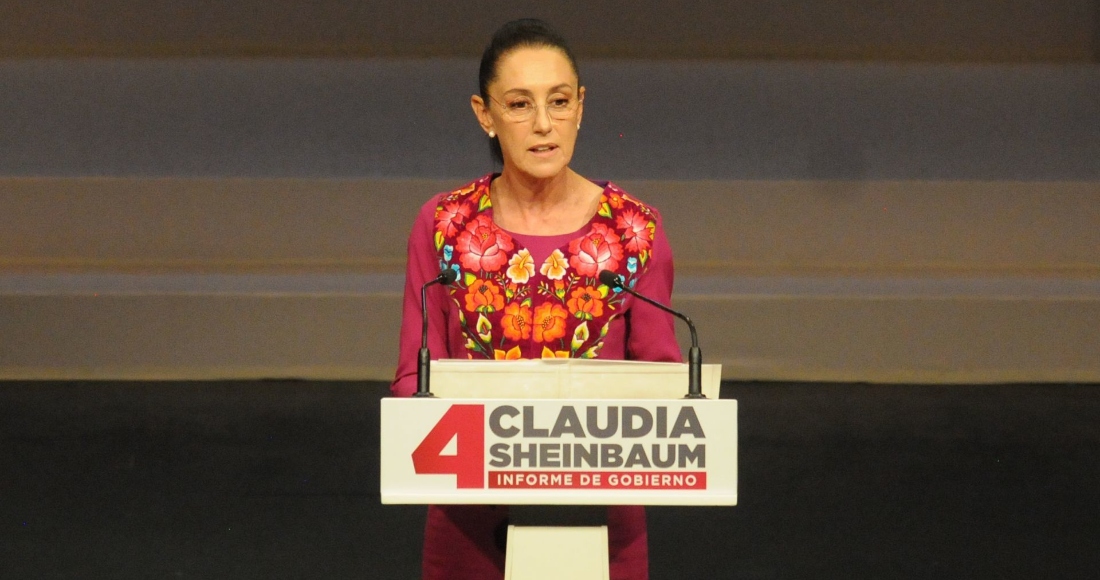 Claudia Sheinbaum Pardo, Jefa de Gobierno de la Ciudad de México, durante la presentación de un mensaje por su Cuarto Informe de Gobierno.