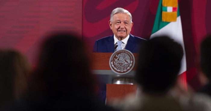 El Presidente Andrés Manuel López Obrador en conferencia de prensa.