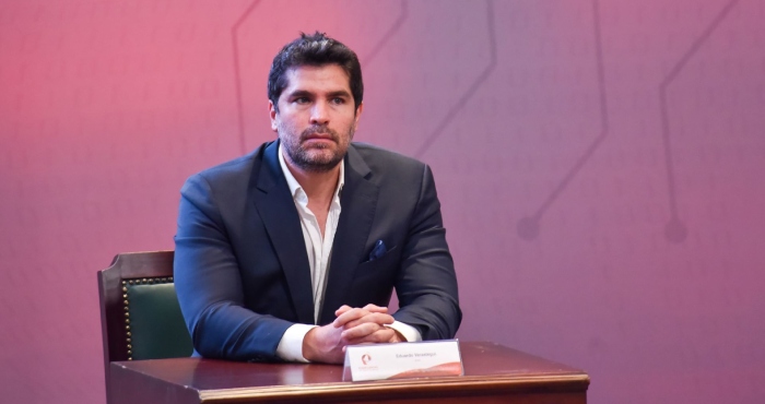 Eduardo Verástegui, filántropo y actor, durante la firma de Convenio de Concertación para la Reinserción Social de Adolescentes Privados de la Libertad. F