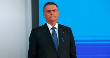 El Presidente de Brasil, Jair Bolsonaro, que buscaba la reelección para un segundo mandato, durante un debate electoral en Río de Janeiro, Brasil, el 28 de octubre de 2022.