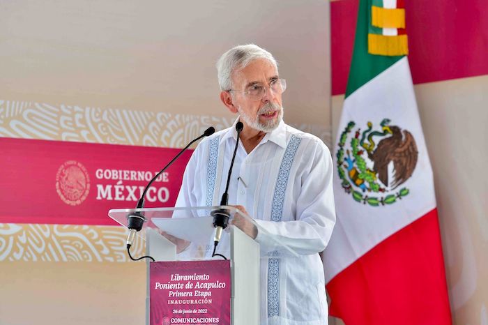 Jorge Arganis Díaz Leal durante la inauguración del Libramiento Poniente de Acapulco Primera Etapa, la cual se llevó a cabo el 26 de junio del 2022.