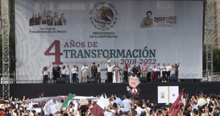 El Presidente Andrés Manuel López Obrador da su Informe de Gobierno a casi cuatro años de la llamada “Cuarta Transformación”, después de encabezar la marcha que partió del Ángel de la Independencia al Zócalo capitalino.