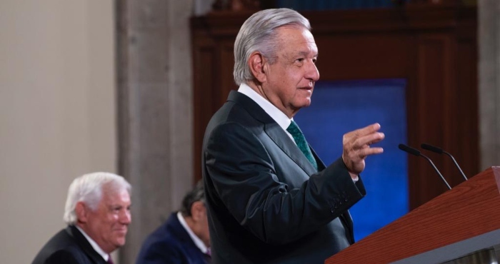 El Presidente Andrés Manuel López Obrador en conferencia de prensa.