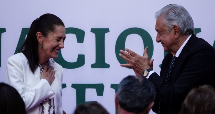 El Presidente Andrés Manuel López Obrador y Claudia Sheinbaum, Jefa de Gobierno de la Ciudad de México.