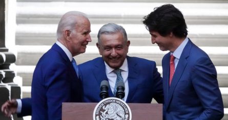 Joe Biden, Andrés Manuel López Obrador y Justin Trudeau en conferencia de prensa tras la celebración de la décima Cumbre de Líderes de América del Norte (CLAN), celebrada el pasado 10 de enero del 2023.