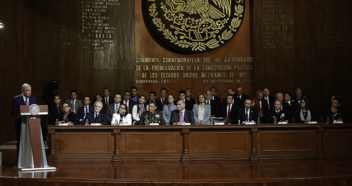 Andrés Manuel López Obrador, Presidente de México, encabezó la ceremonia por el 106 Aniversario de la Promulgación de la Constitución Política de los Estados Unidos Mexicanos.