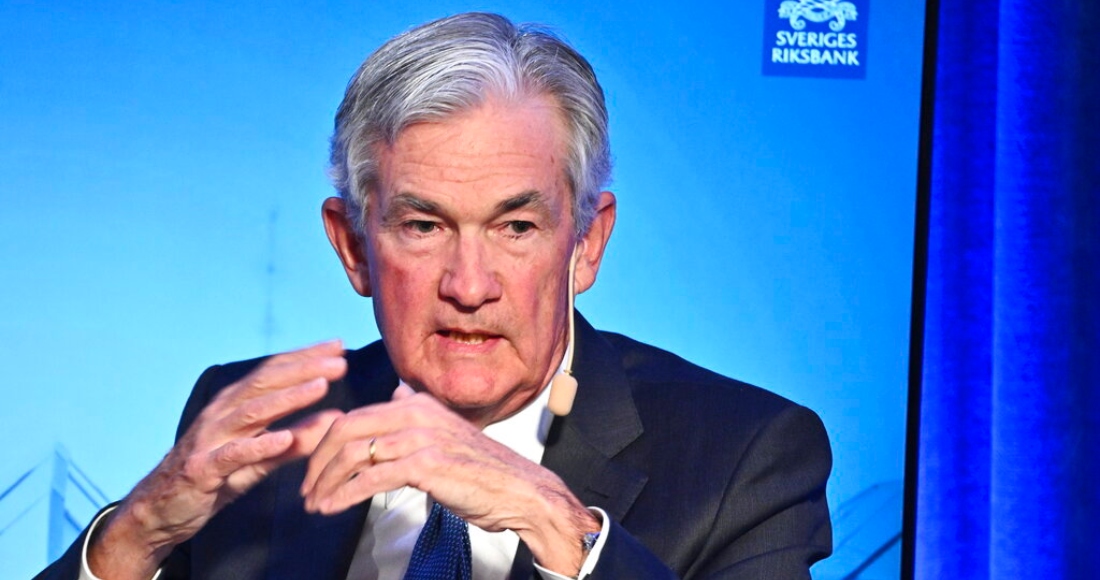 El presidente de la Reserva Federal, Jerome Powell, habla en un simposio de bancos centrales en Estocolmo, Suecia, 10 de enero de 2023.