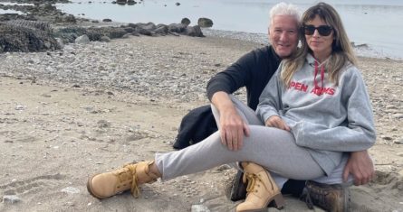 El actor Richard Gere y su esposa.