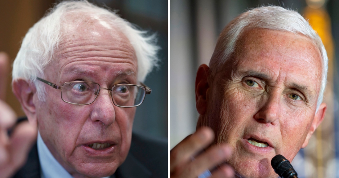 La combinación de fotos muestra al Senador independiente Bernie Sanders, izquierda, y el exvicepresidente Mike Pence.