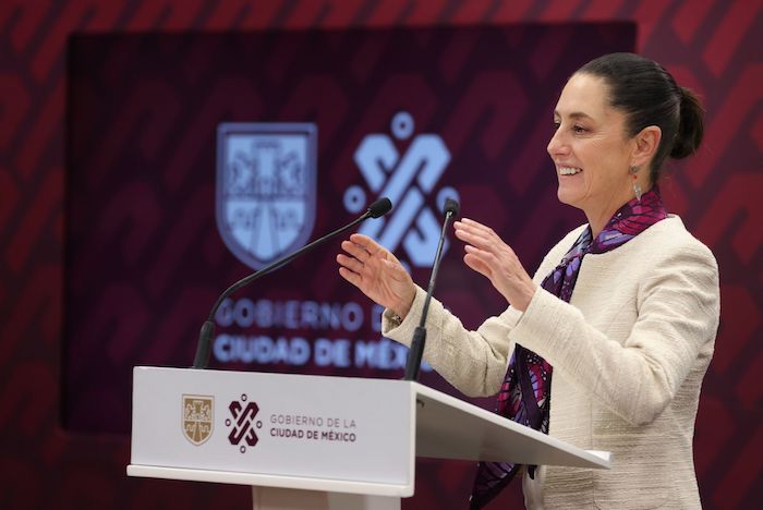 Claudia Sheinbaum durante su conferencia de prensa para informar las medidas de suministro de agua durante la temporada de estiaje.