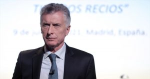 El expresidente de Argentina Mauricio Macri posa durante la inauguración del XIV Foro Atlántico "Iberoamérica: democracia y libertad en tiempos recios", a 9 de julio de 2021, en la Casa América, Madrid, (España).