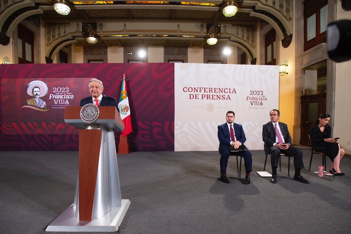 El Presidente Andrés Manuel López Obrador en conferencia de prensa.