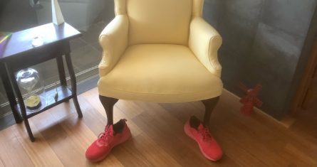 Un sillón y unos tenis.