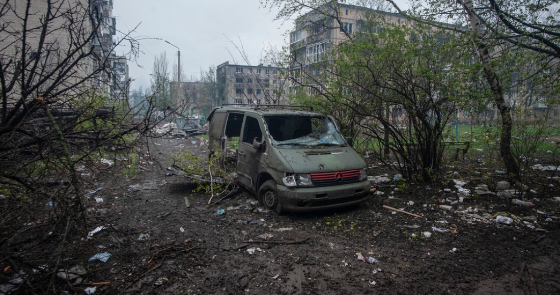 Vista general de Bájmut, el sitio de intensa lucha con las tropas rusas en la región Donetsk, Ucrania, el viernes 21 de abril de 2023.