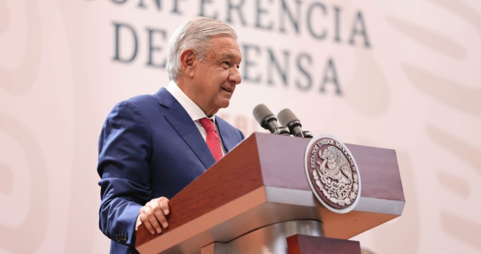 El Presidente Andrés Manuel López Obrador en conferencia de prensa.