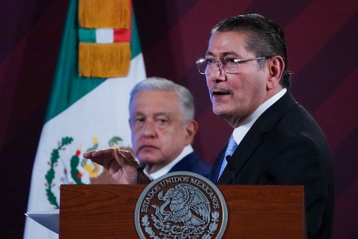 Alfredo Higuera Bernal, titular de la Fiscalía Especializada en Delincuencia Organizada, en la conferencia de prensa matutina del Presidente Andrés Manuel López Obrador.